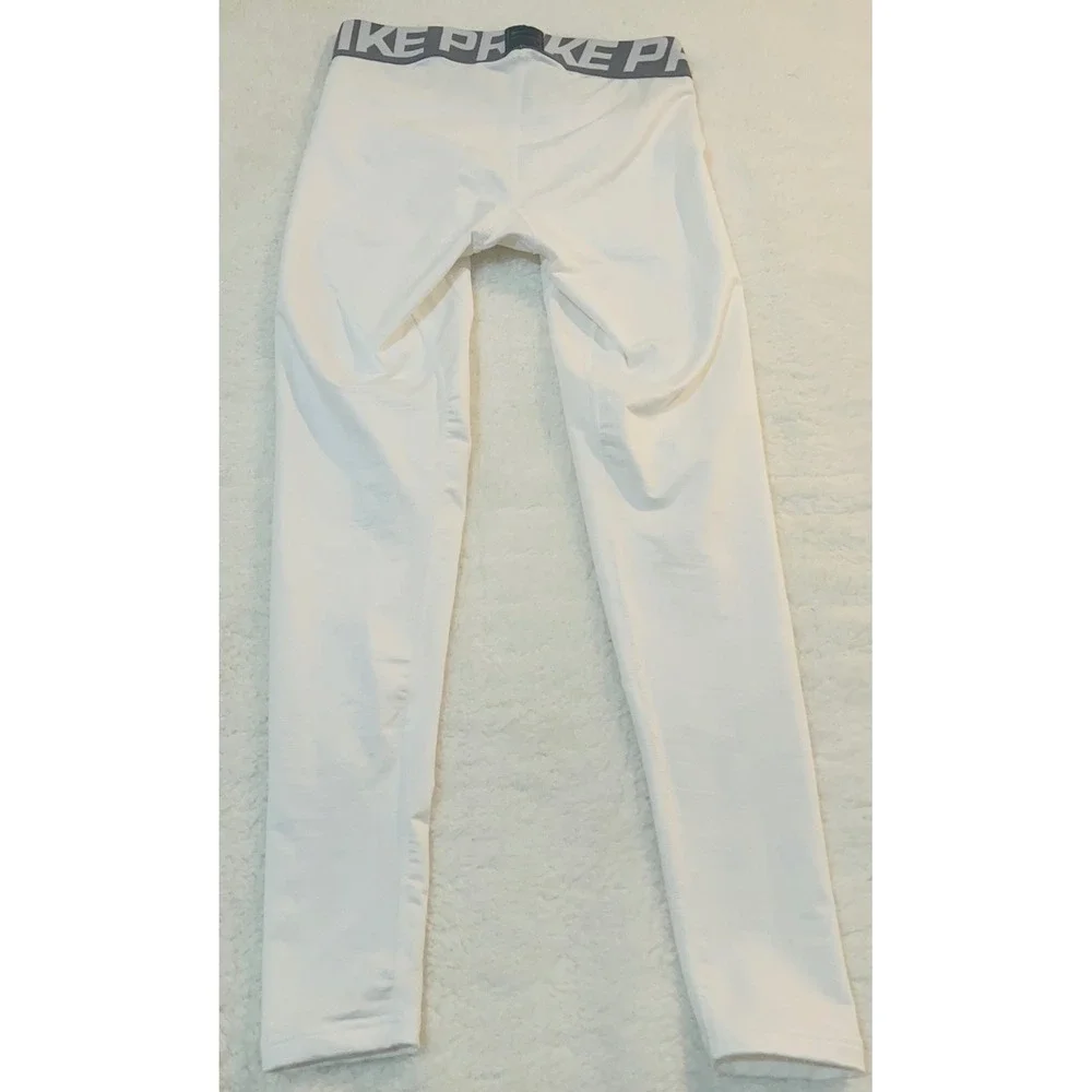 Nike Pro Mens Dri-FIT Compression Tights White Athletic Leggings Medium